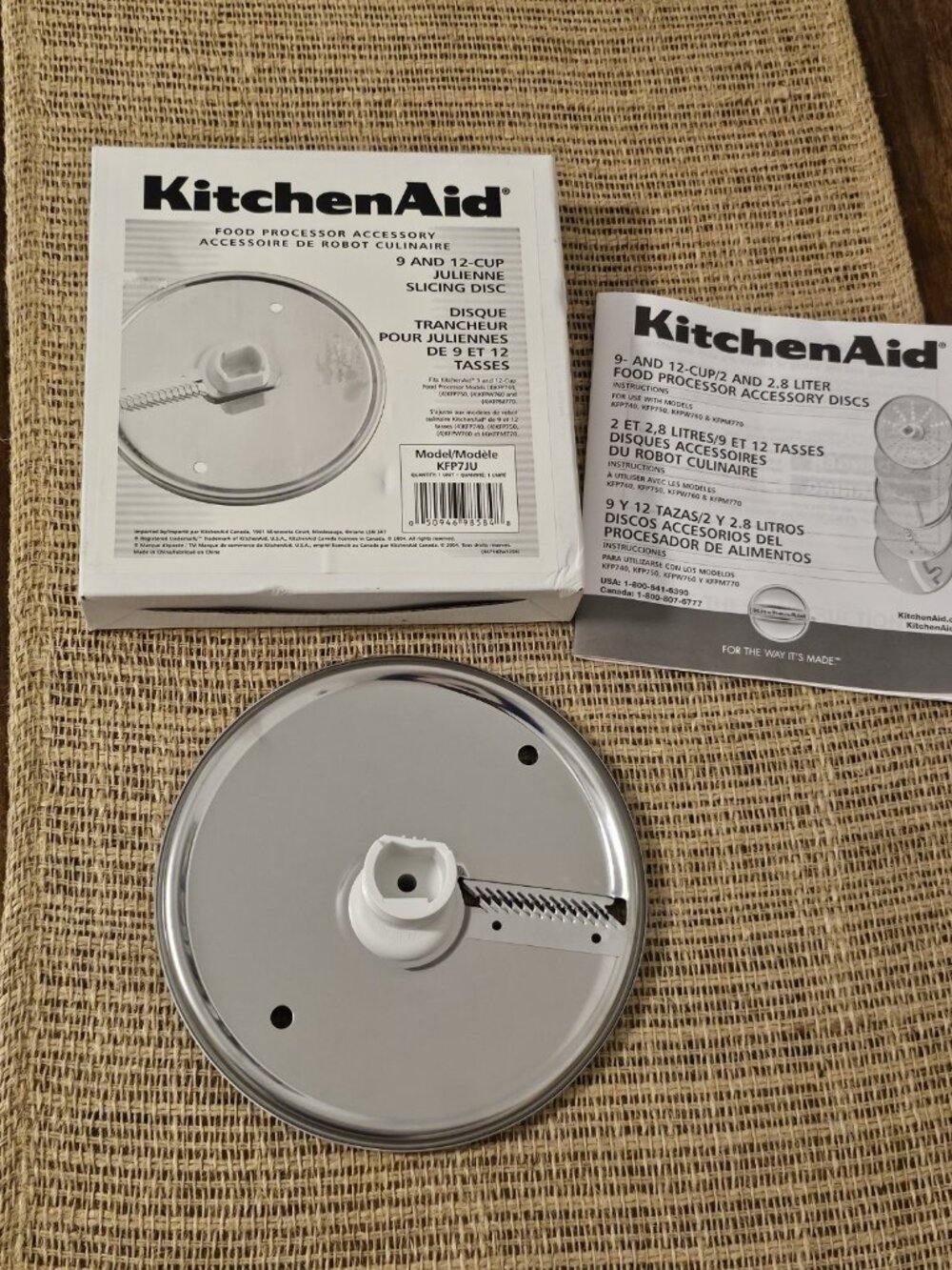 KitchenAid Food Processor Accessory 9 & 12 Cup Julienne Slicing Disc KFP7JU